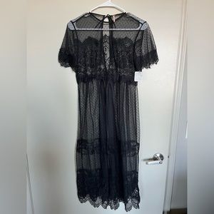 Free People Black Lace Overlay Dress | Size XS